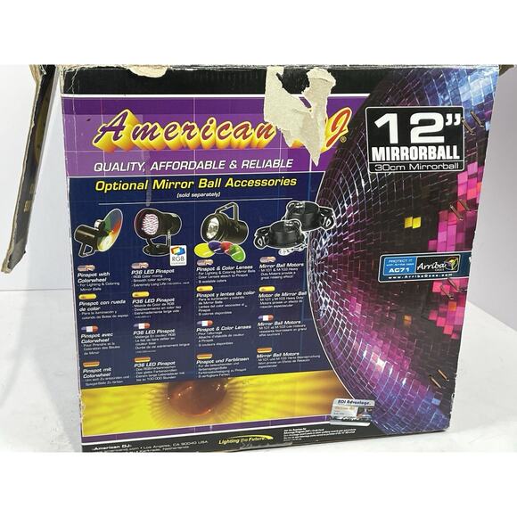 Disco American DJ 12" Mirror Ball M-1212 Disco Ball Roller Derby DJ Club Retro - Picture 3 of 7